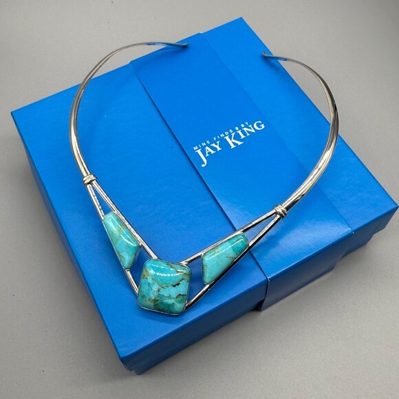 Jay King DTR Crow's Peak Turquoise Sterling Silver Collar Necklace - Picture 3 of 4